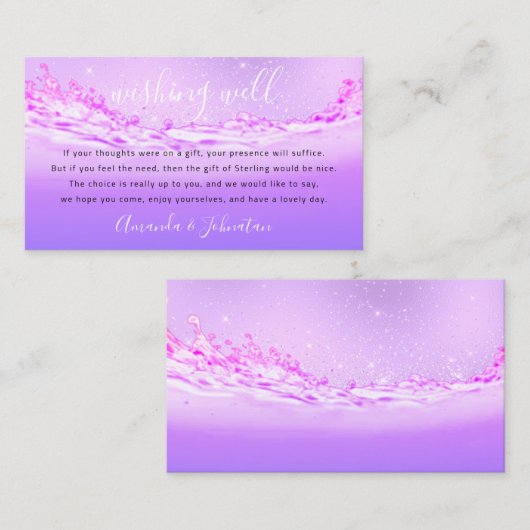 Goed wensen voor bruiloft Sterling Gift Geld Purpl Visitekaartje (Voorkant / Achterkant)
