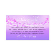 Goed wensen voor bruiloft Sterling Gift Geld Purpl