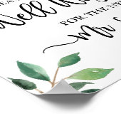 Goed wenst Greenery Calligraphy Wedding Sign Poster (Hoek)