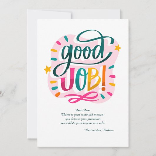 Goed Werk Felicitatiekaart Kaart (Voorkant)