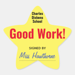 Goed werk! Goed gedaan leerling op school Ster Sticker