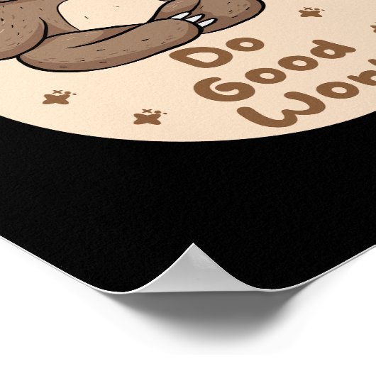 Goed werk Kawaii Funny Brown Sloth Doing Yoga Poster (Hoek)