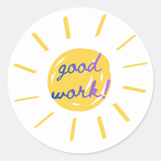“Goed Werk!” Motiverende sticker voor kinderen (Voorkant)