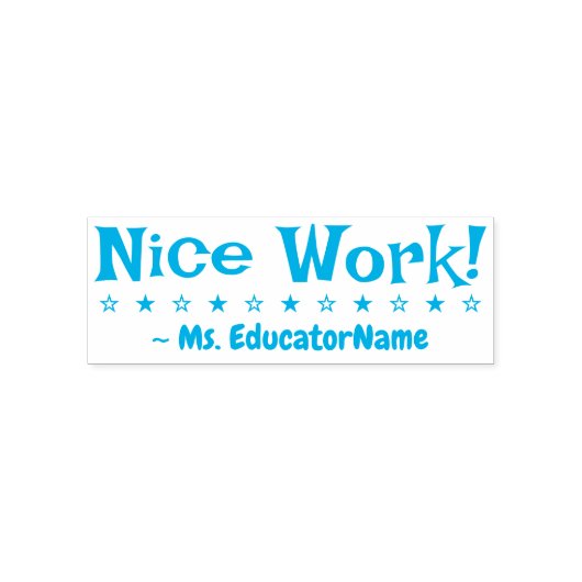"Goed Werk!" + Naam van aangepaste docent rubberen Zelfinktende Stempel (Design)