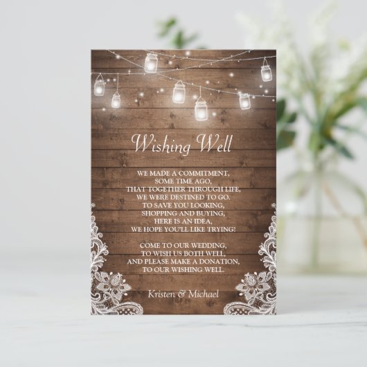 Goed werk | Rustige houten Mason Jar Lights Informatiekaartje (Staand voorkant)