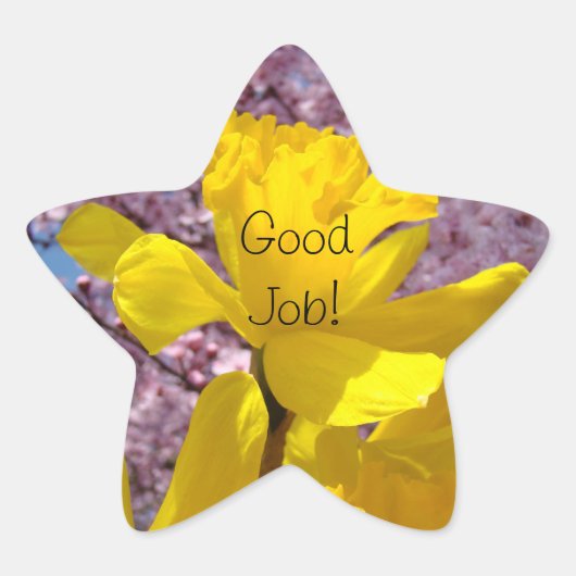 Goed werk! stickers Gele Narcis Lente School (Voorkant)