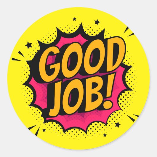 Goed Werk Stripboek Pop Art Sticker (Voorkant)