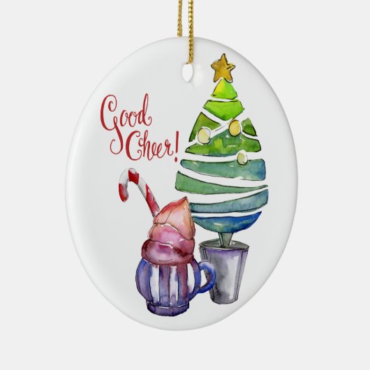 Goed zo. Boom, warme chocolade, familienamen Keramisch Ornament (Rechts)