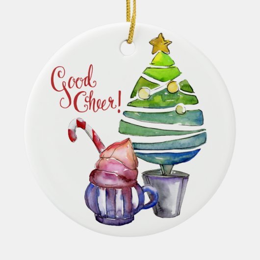 Goed zo. Boom, warme chocolade, familienamen Keramisch Ornament (Voorkant)