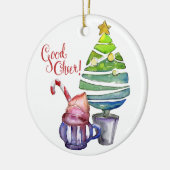 Goed zo. Boom, warme chocolade, familienamen Keramisch Ornament (Links)