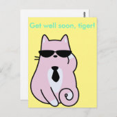 Goed zo, tijger! - Briefkaart met roze roze kat (Voorkant / Achterkant)