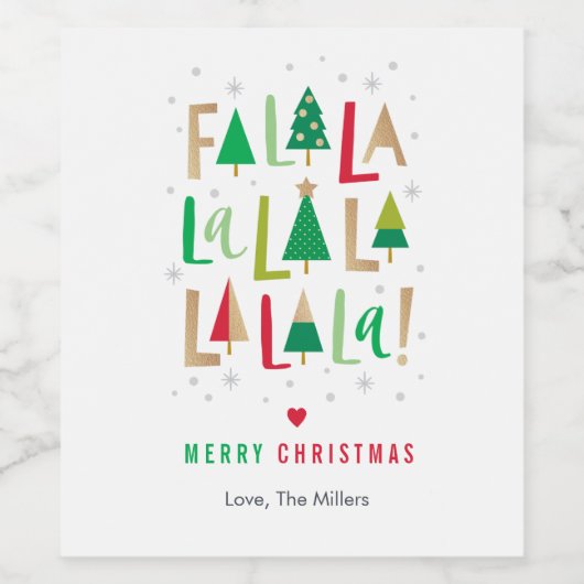 Goedaardige bomen kerst wijn etiket (Enkel label)