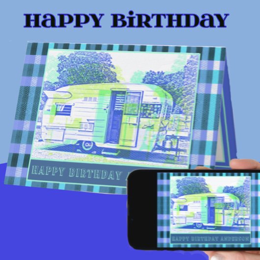 Goedaardige  Camper Trailer Happy Birthday Kaart