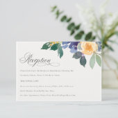 Goedaardige gele blauwe bosjes bruiloft informatiekaartje (Staand voorkant)