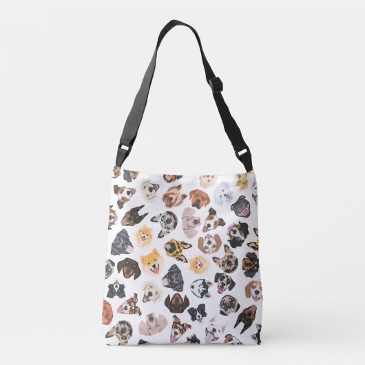 Goedaardige illustratie met honden crossbody tas (Achterkant)