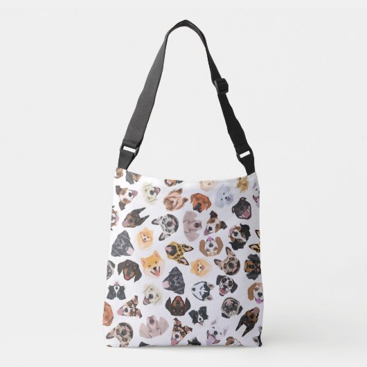 Goedaardige illustratie met honden crossbody tas (Voorkant)