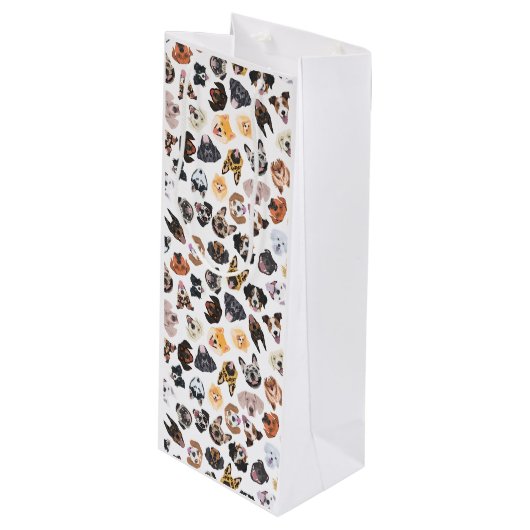 Goedaardige illustratie met honden wijn cadeautas (Voorkant Gekanteld)