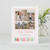 Goedaardige kerstbomen Cozy 4-fotofeestkaart Feestdagenkaart (Staand voorkant)