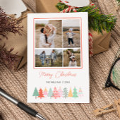 Goedaardige kerstbomen Cozy 4-fotofeestkaart Feestdagenkaart