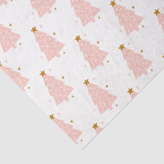 Goedaardige kerstboomfeestdag in roze roze tissuepapier (Detail)