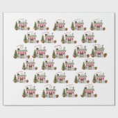 Goedaardige kerstscènemode Familienaam Cadeaupapier (Vlak)