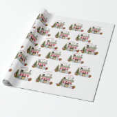 Goedaardige kerstscènemode Familienaam Cadeaupapier (Uitgerold)