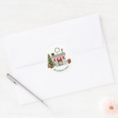 Goedaardige kerstscènemode Familienaam Ronde Sticker (Envelop)