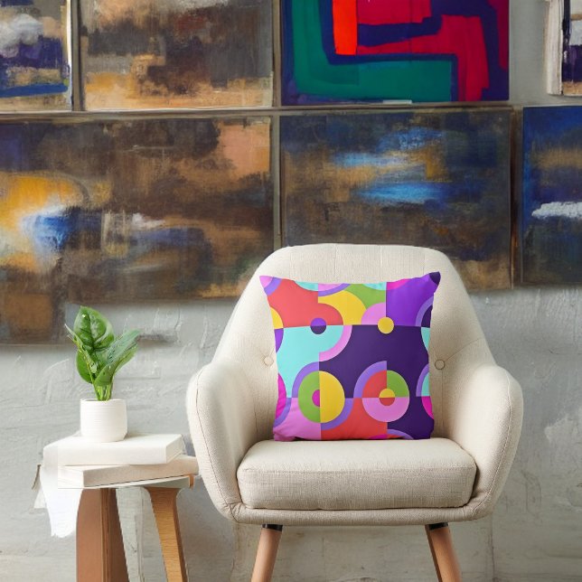 Goedaardige moderne cirkels in roze blauw en groen kussen (Creator heeft geüpload)