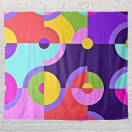 Goedaardige moderne cirkels in roze blauw en groen wandkleed
