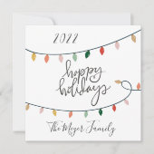 Goedaardige Prettige feestdagen kerstlichten 3 Fot Feestdagenkaart (Voorkant)