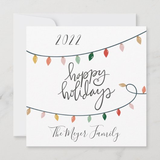 Goedaardige Prettige feestdagen kerstlichten 3 Fot Feestdagenkaart (Voorkant)