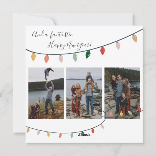 Goedaardige Prettige feestdagen kerstlichten 3 Fot Feestdagenkaart (Achterkant)