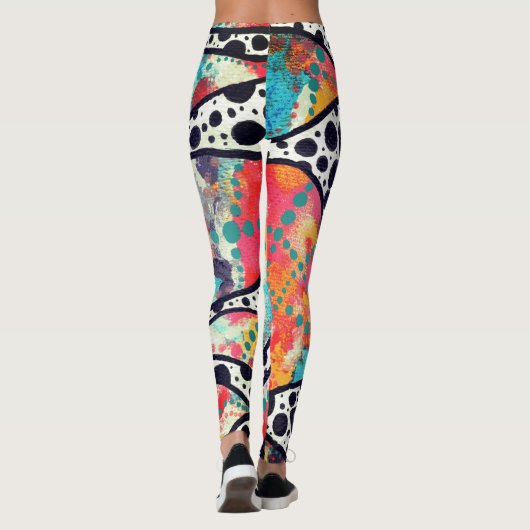 Goedaardige stieren, Stippen en funky Lines Origin Leggings (Achterkant)