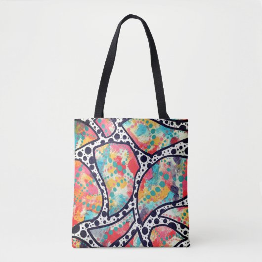 Goedaardige stieren, Stippen en funky Lines Origin Tote Bag (Voorkant)