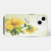 Goedaardige Waterverf zonnebloemen kunst Aangepast iPhone Hoesje (Achterkant horizontaal)