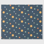 Goedaardige zon- en planetspatroon cadeaupapier (Vlak)