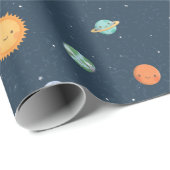 Goedaardige zon- en planetspatroon cadeaupapier (Rol Hoek)