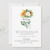 Goedaardige zonnebloem Bereavement Funeral Dank je Bedankkaart (Voorkant)