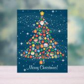 Goedbenauwd kerstboompatroon op blauw acryl bord (Neutraal)