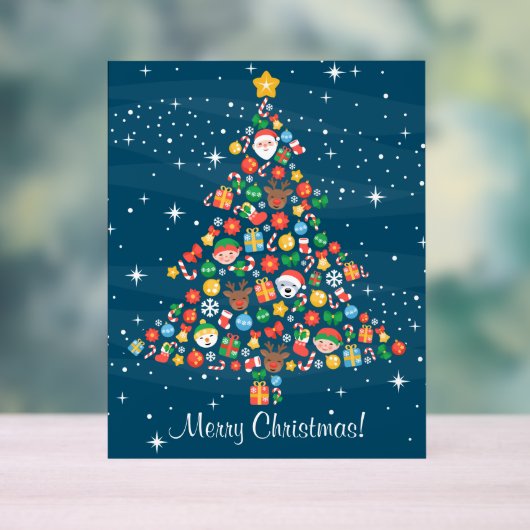 Goedbenauwd kerstboompatroon op blauw acryl bord (Neutraal)