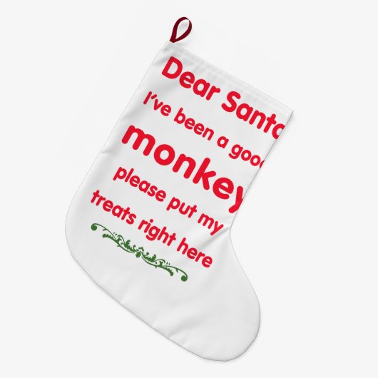 goede aap grote kerstsok (Voorkant (Hangend))