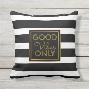 Goede, alleen moderne, zwarte en witte stripe Gold Buitenkussen