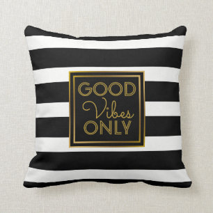 Goede, alleen moderne, zwarte en witte stripe Gold Kussen