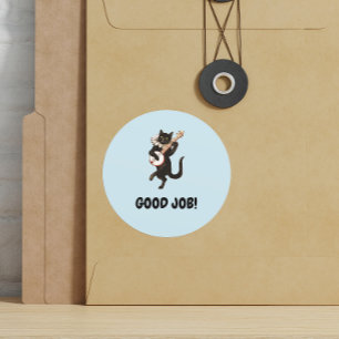 Goede baan een leuke aanmoediging voor kattendoce ronde sticker