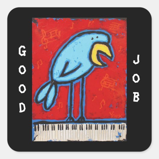 Goede baan piano student stickers met Bluebird (Voorkant)