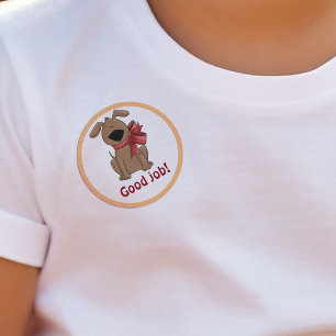 Goede baan Schattigee Brown Puppy Hondenbeloning Ronde Sticker