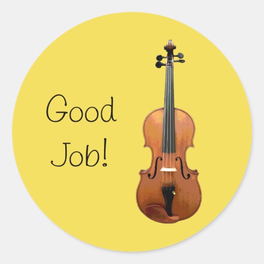 Goede baan Violin Muziek Onderwijs Beloning Ronde Sticker (Voorkant)