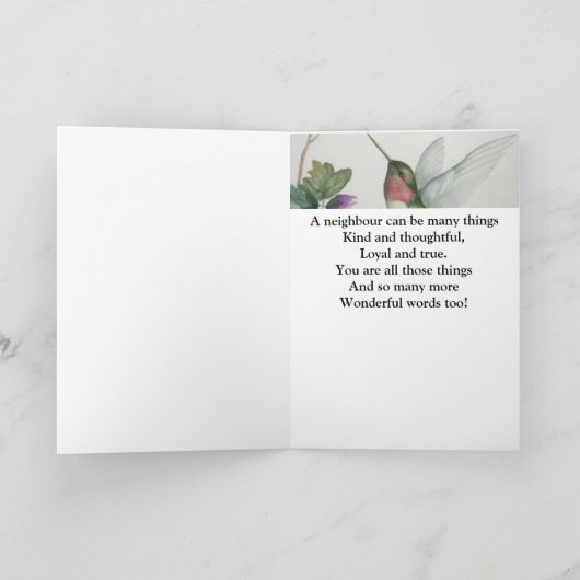 Goede buur Dank u Hummingbird Garden Kaart (Binnen)