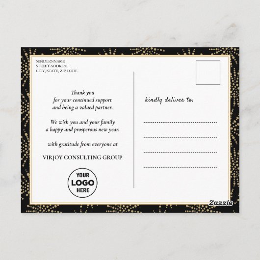 Goede dag 2022 Hallo 2023 Business Festive Firewor Briefkaart (Achterkant)