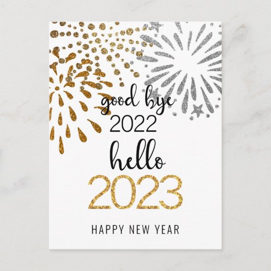 Goede dag 2022 Hallo 2023 Business Festive Firewor Briefkaart (Voorkant)